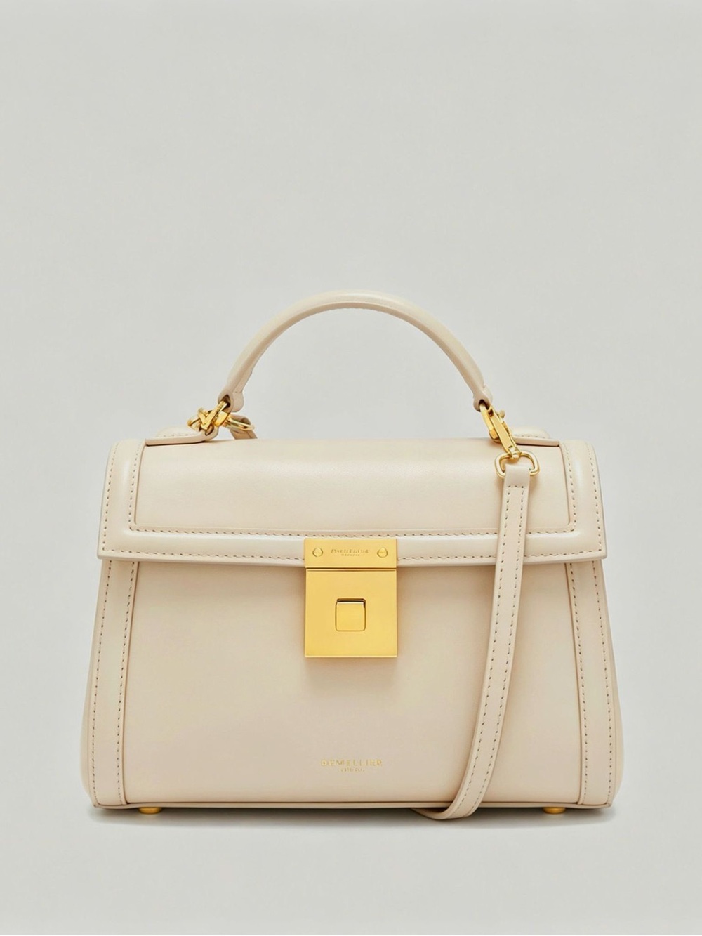 DeMellier Cream Top-Handle Satchel with Gold Hardware